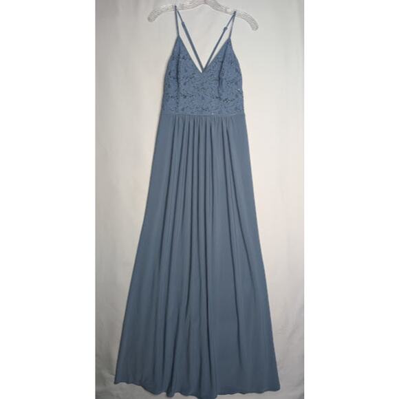 DB Studios Smokey blue gown Glitter lace with Balle size 10 NWT Elegant - Picture 1 of 7